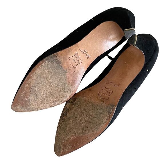 THOMAS WALLACE Vintage Suede Pointy Toe Pumps Heels Stud Detail Black 9 - Picture 15 of 15